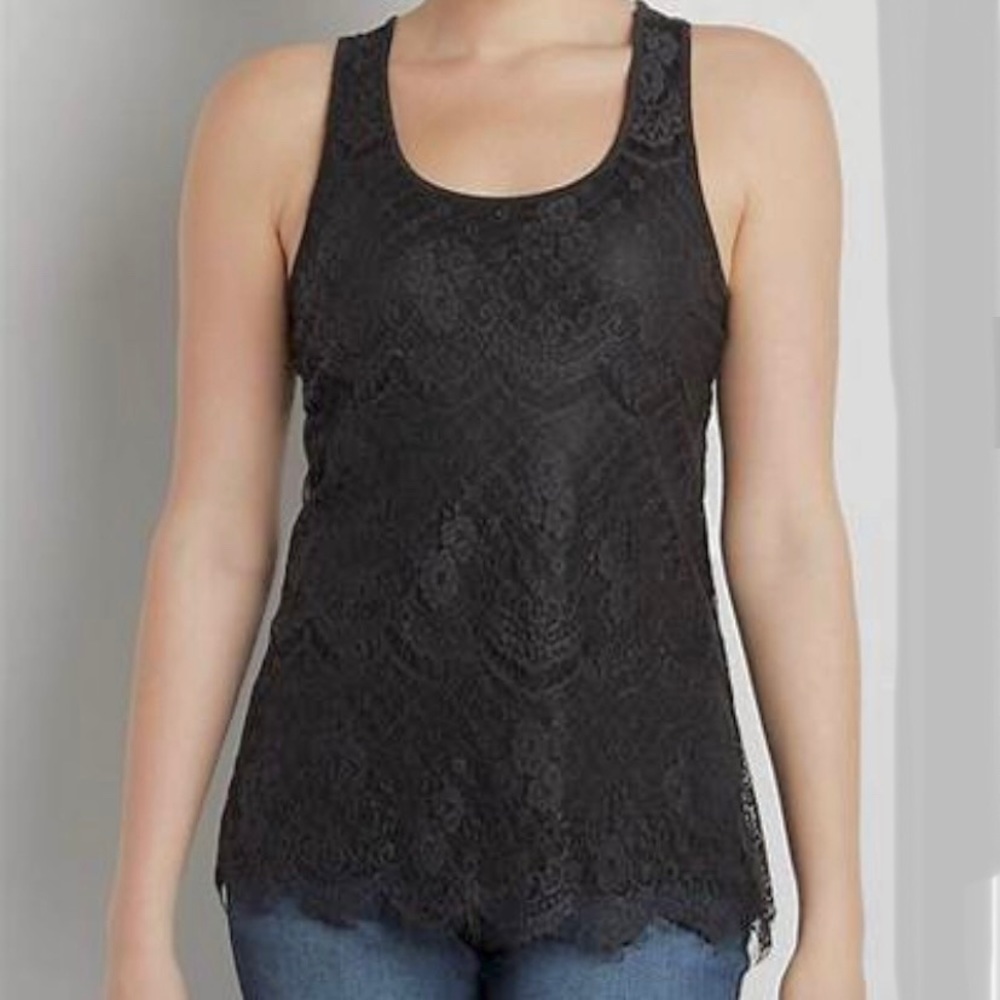 Maurice’s Black Scalloped Stretchy Lace Tank‎ Top M